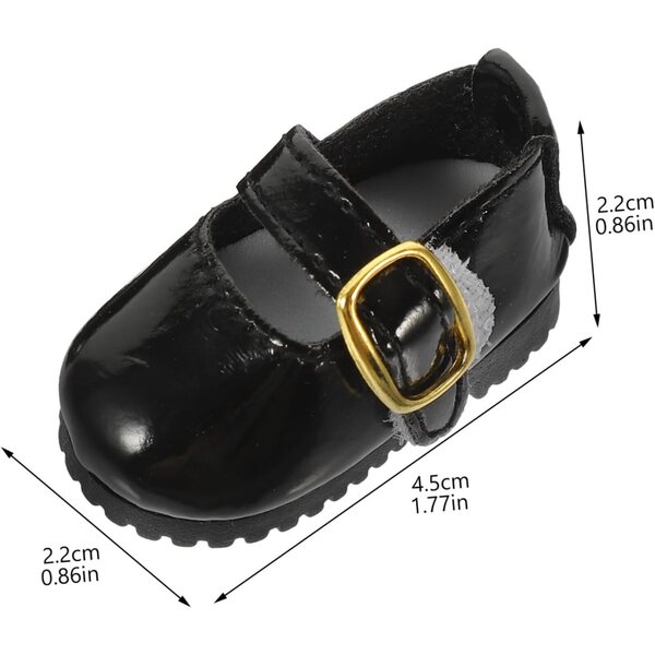 Mini-Schuhe aus schwarzem Kunstleder für BJD-Puppen – dekorative Accessoires 4,5 cm