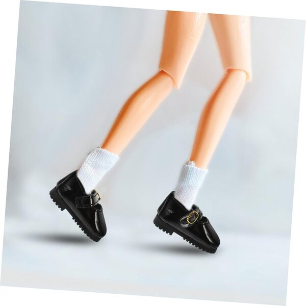 Mini-Schuhe aus schwarzem Kunstleder für BJD-Puppen – dekorative Accessoires 4,5 cm