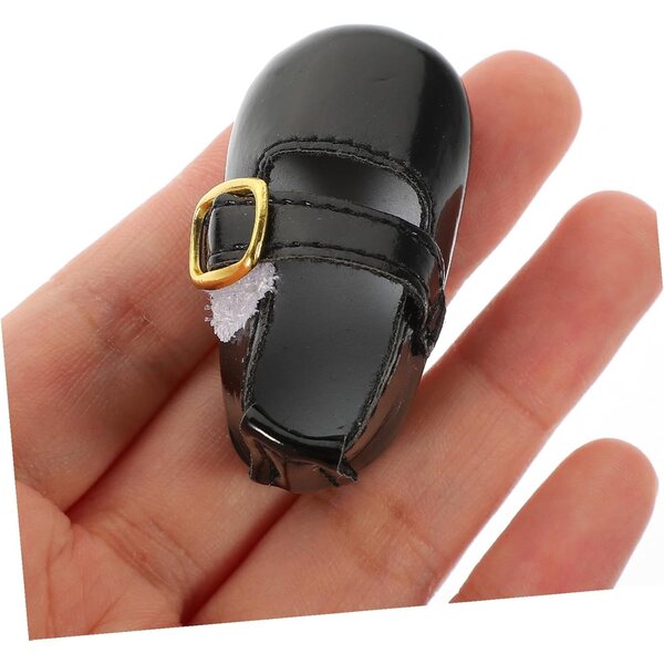 Mini-Schuhe aus schwarzem Kunstleder für BJD-Puppen – dekorative Accessoires 4,5 cm