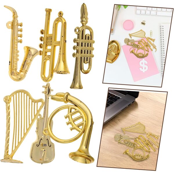 iplusmile 12 pezzi Decorazioni Natalizie Mini Strumenti Musicali Dorati per Case delle Bambole