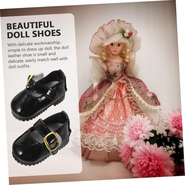 Scarpe in Pelle Nera per Bambole 15 cm Mini BJD Eleganti e Facili da Trasportare