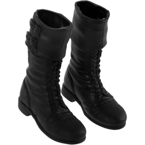 Schwarze Miniaturstiefel für Puppen und Stofftiere - handgefertigte Anhänger und Schuhe