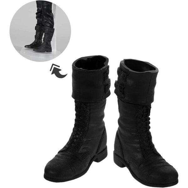 Schwarze Miniaturstiefel für Puppen und Stofftiere - handgefertigte Anhänger und Schuhe