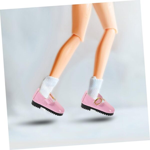 Mini scarpe in PU per bambole da 15 cm, accessori rosa per giochi di ruolo e vestizione