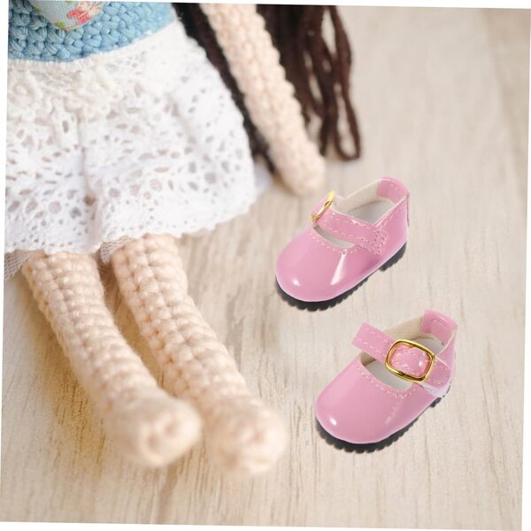 Mini scarpe in PU per bambole da 15 cm, accessori rosa per giochi di ruolo e vestizione