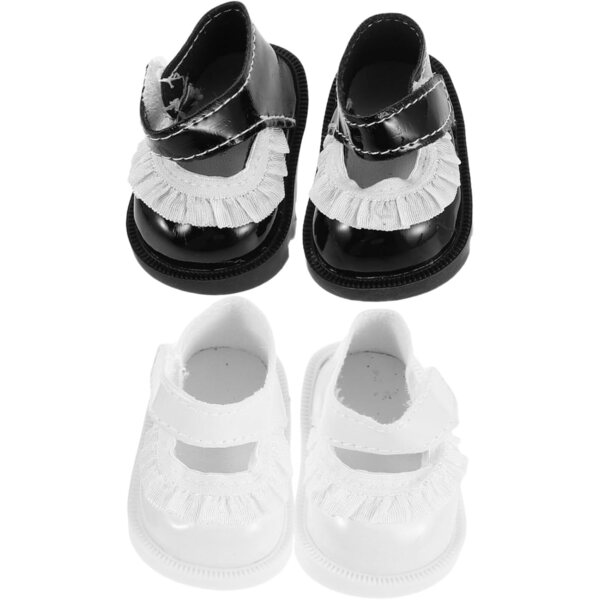 KOMBIUDA Mini Scarpe da Bambola in Pizzo Floreale 2 Paia per Bambine 20 cm