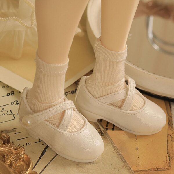 predolo Scarpe Tacco Alto 1/4 per Bambole BJD in PU, Mini Accessori Bianchi