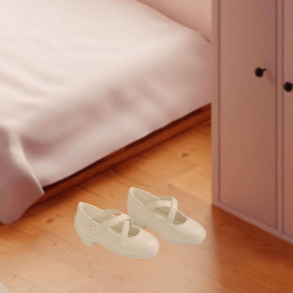 predolo Scarpe Tacco Alto 1/4 per Bambole BJD in PU, Mini Accessori Bianchi