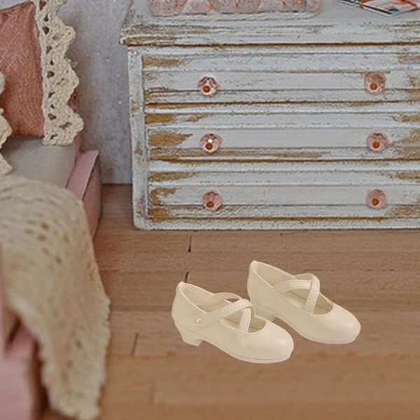 predolo Scarpe Tacco Alto 1/4 per Bambole BJD in PU, Mini Accessori Bianchi