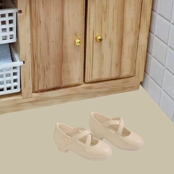 predolo Scarpe Tacco Alto 1/4 per Bambole BJD in PU, Mini Accessori Bianchi
