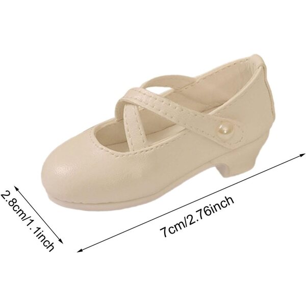 predolo Scarpe Tacco Alto 1/4 per Bambole BJD in PU, Mini Accessori Bianchi