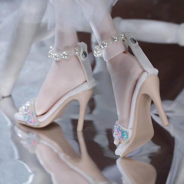High-Heel-Sandalen für 1:4-Puppen – elegante Harzschuhe TTETTZ weiß