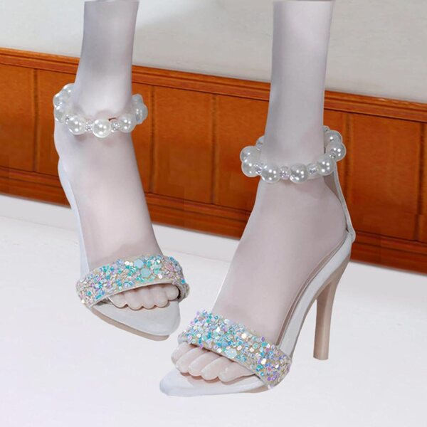 High-Heel-Sandalen für 1:4-Puppen – elegante Harzschuhe TTETTZ weiß
