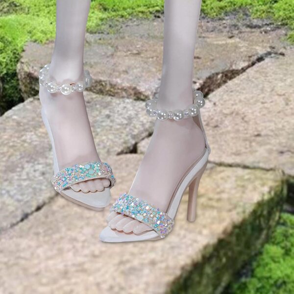 High-Heel-Sandalen für 1:4-Puppen – elegante Harzschuhe TTETTZ weiß