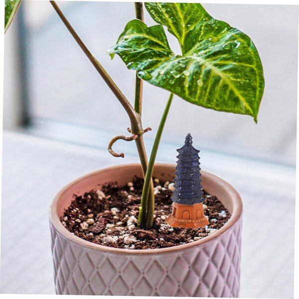 Chinesische Turmdekoration aus kleinem blauem Kunstharz für Garten und Zuhause, 6,5 x 3 cm