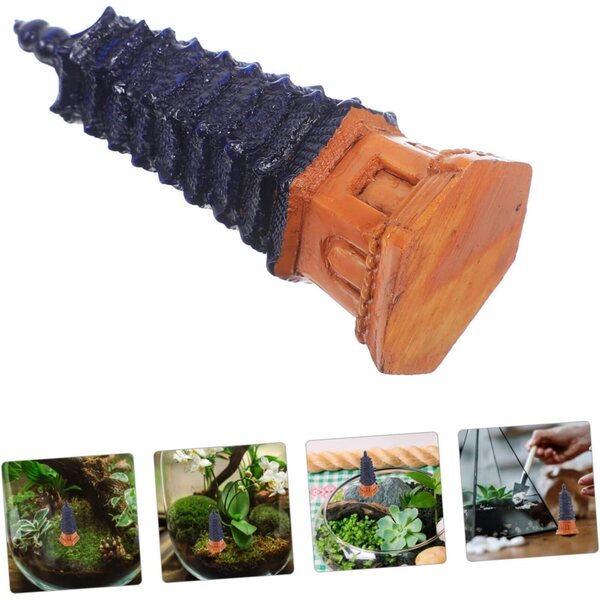 Chinesische Turmdekoration aus kleinem blauem Kunstharz für Garten und Zuhause, 6,5 x 3 cm