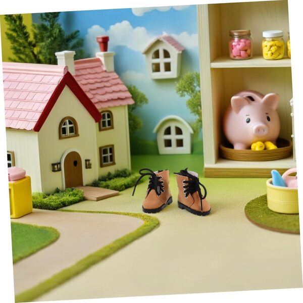 ERINGOGO Mini Stivaletti per Bambole BJD in Materiale Robusto Marrone Chiaro