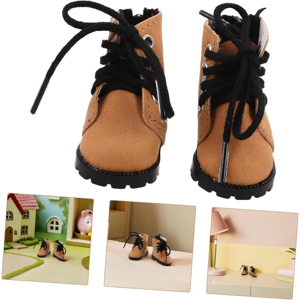 ERINGOGO Mini Stivaletti per Bambole BJD in Materiale Robusto Marrone Chiaro