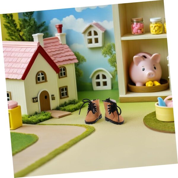 Stivali Miniatura per Bambole BJD Marrone Chiaro Accessori Rifiniti e Realistici