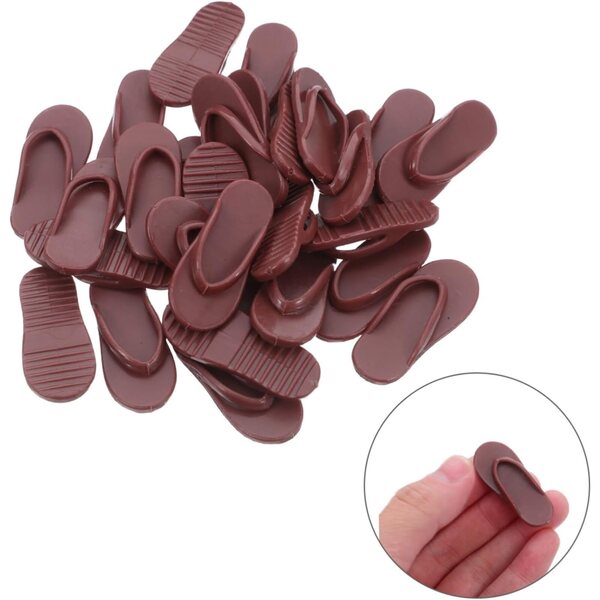 50 Stück braune Miniatur-Sandalen für 11-Zoll-Puppen – Sommerzubehör BESPORTBLE