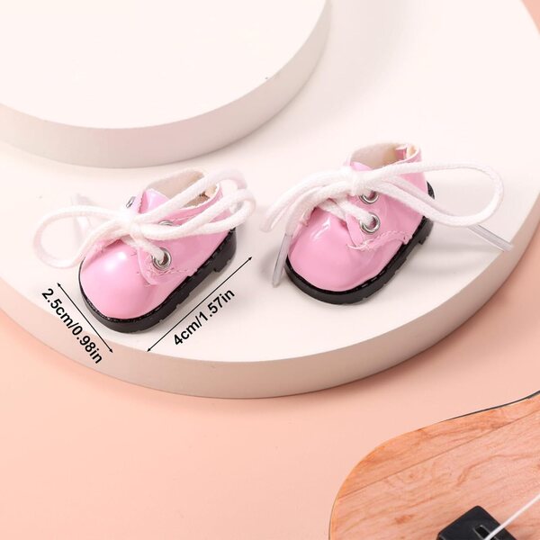Mini scarpe rosa per bambole 4x2,5 cm in pelle PU, accessori moda e regalo