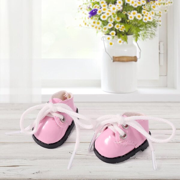Mini scarpe rosa per bambole 4x2,5 cm in pelle PU, accessori moda e regalo