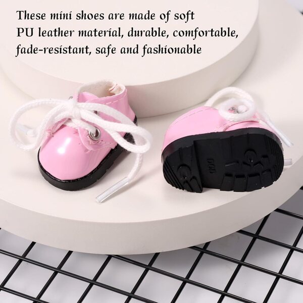 Mini scarpe rosa per bambole 4x2,5 cm in pelle PU, accessori moda e regalo