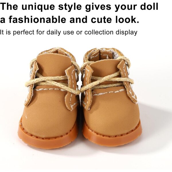 Mini scarpe da bambola Lyreh: 2 paia stivali PU e sneakers tela per bambole 15-17 cm
