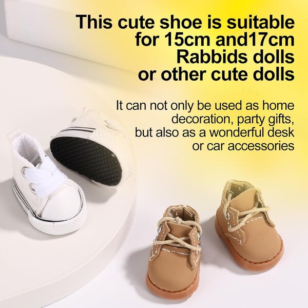 Mini scarpe da bambola Lyreh: 2 paia stivali PU e sneakers tela per bambole 15-17 cm