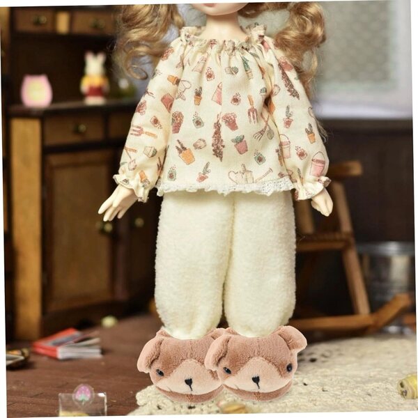 BESTonZON Pantofole in Peluche Animali Morbide per Bambole Accessori Miniatura
