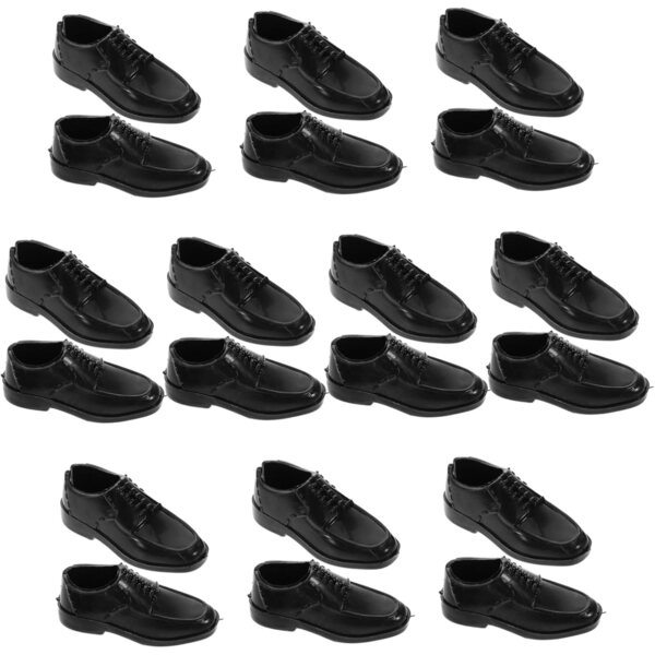 10 Paar schwarze Herrenschuhe im Maßstab 1:6 für 11-Zoll-Puppen und Actionfiguren