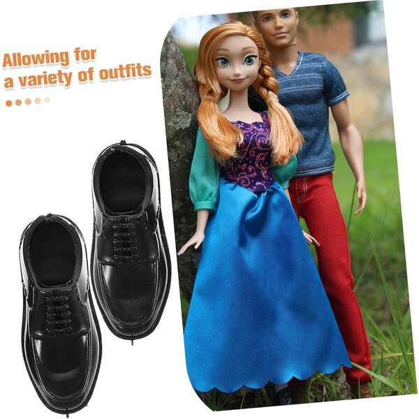 10 Paar schwarze Herrenschuhe im Maßstab 1:6 für 11-Zoll-Puppen und Actionfiguren