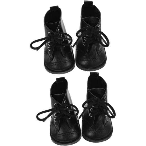 Schwarze Puppenschuhe aus Kunstleder, 2 Paar – Modeaccessoires für 18-Zoll-Puppen