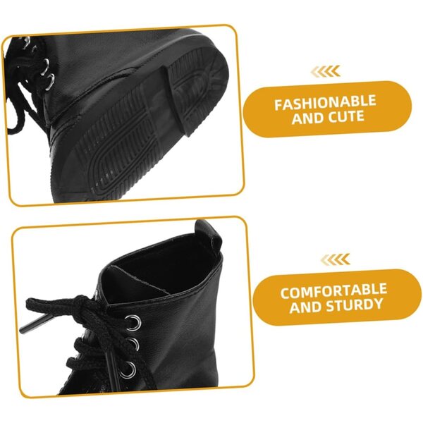 Schwarze Puppenschuhe aus Kunstleder, 2 Paar – Modeaccessoires für 18-Zoll-Puppen