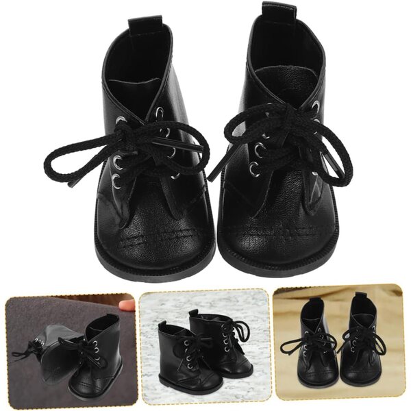 Schwarze Puppenschuhe aus Kunstleder, 2 Paar – Modeaccessoires für 18-Zoll-Puppen