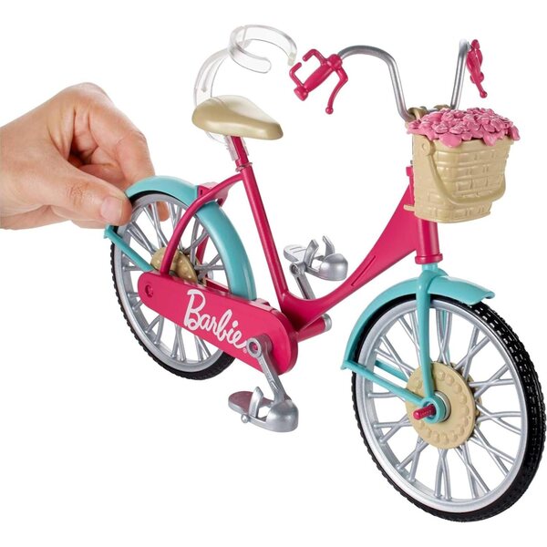 Barbie-Fahrrad für Puppen mit Helm und mehrfarbigem Zubehör, Spielzeug für 3+ Jahre