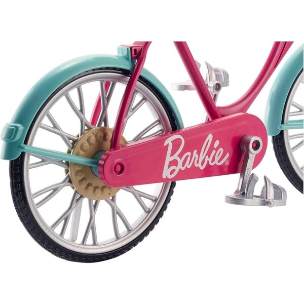 Barbie-Fahrrad für Puppen mit Helm und mehrfarbigem Zubehör, Spielzeug für 3+ Jahre