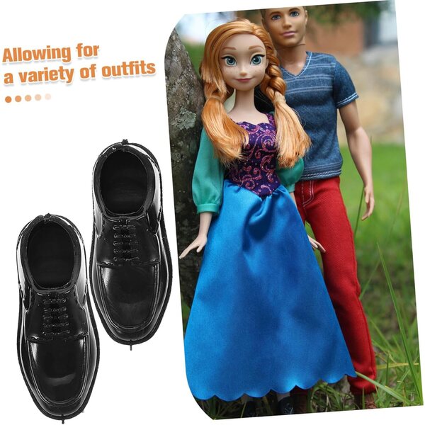 BESPORTBLE 10 Paar schwarze Kunststoffschuhe für 11 Zoll 1/6 Puppen – männliche Miniaturen