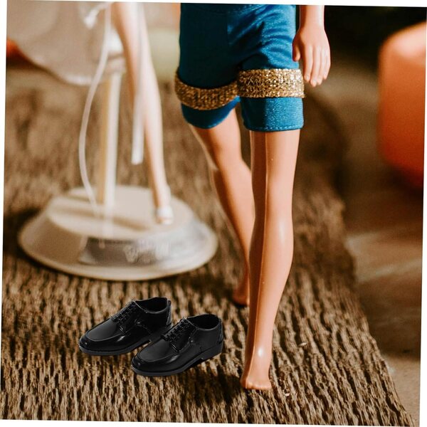 BESPORTBLE 10 Paar schwarze Kunststoffschuhe für 11 Zoll 1/6 Puppen – männliche Miniaturen