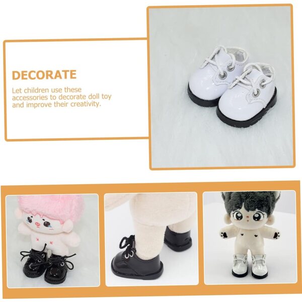 BESPORTBLE Mini-Schuhe für 20-cm-Puppen, Accessoires aus strapazierfähigem Leder und kreative Dekorationen