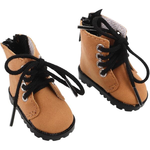 Toyvian Mini Stivali per Bambole BJD 20 cm in Cotone Marrone Chiaro, Scarpe Miniature Resistenti