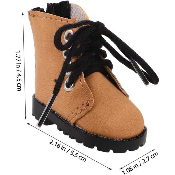 Toyvian Ministiefel für BJD-Puppen 20 cm aus hellbrauner Baumwolle, langlebige Miniaturschuhe