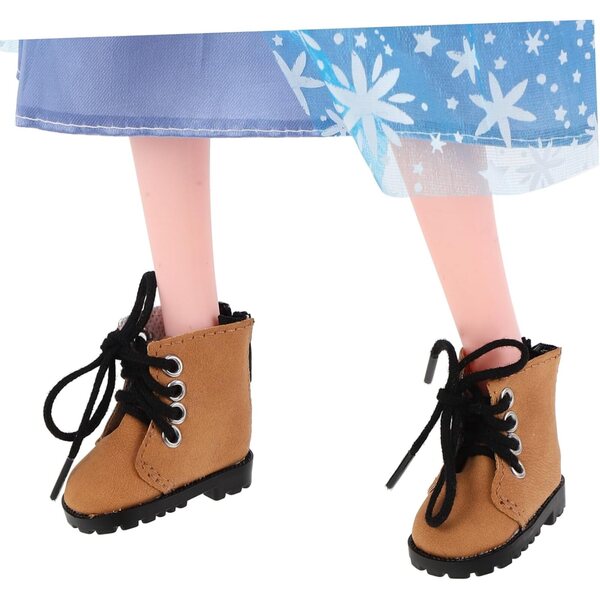 Toyvian Ministiefel für BJD-Puppen 20 cm aus hellbrauner Baumwolle, langlebige Miniaturschuhe