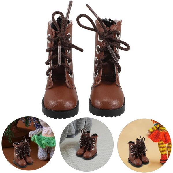 Beaupretty Braune, hohe Plüschstiefel für 30-cm-BJD-Puppen – Gelenkschuhe