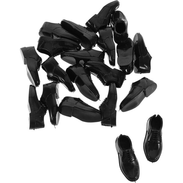 BESPORTBLE 10 Paar schwarze Miniatur-Herrenschuhe 1/6 30 cm für Puppen und Miniaturhäuser