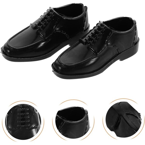 BESPORTBLE 10 Paar schwarze Miniatur-Herrenschuhe 1/6 30 cm für Puppen und Miniaturhäuser
