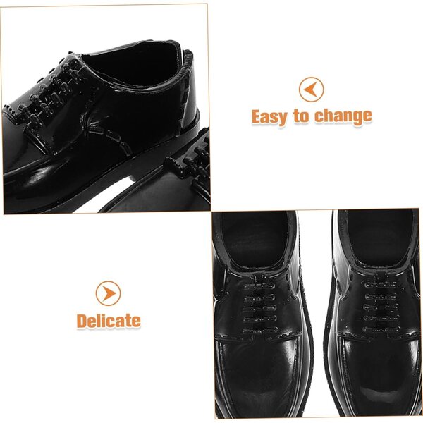 BESPORTBLE 10 Paar schwarze Miniatur-Herrenschuhe 1/6 30 cm für Puppen und Miniaturhäuser