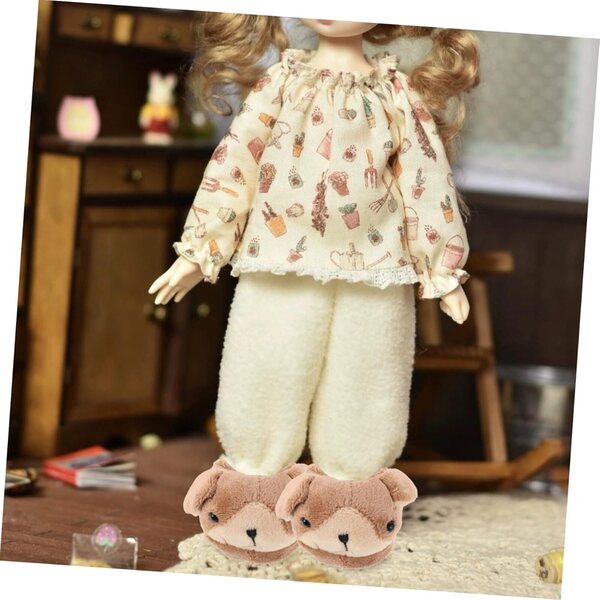 HEMOTON Pantofole in Peluche per Bambole con Design Animale - Scarpe Morbide e Calde
