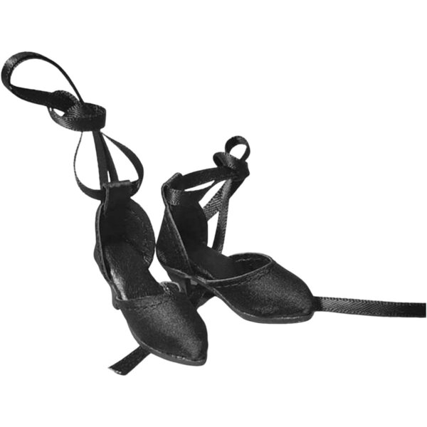 Scarpe con Tacco Alto per Bambole 1/6 in Pelle Sintetica e Design a Lacci Nero