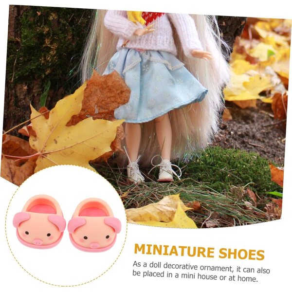 BESPORTBLE Miniatur-Schuhe in zartem Rosa mit Cartoon-Tier-Design für Sammlungen und Spiele